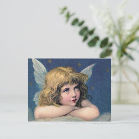 Heavenly angel daydreaming on a cloud in the sky briefkaart (Staand voorkant)