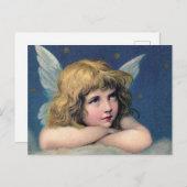 Heavenly angel daydreaming on a cloud in the sky briefkaart (Voorkant / Achterkant)