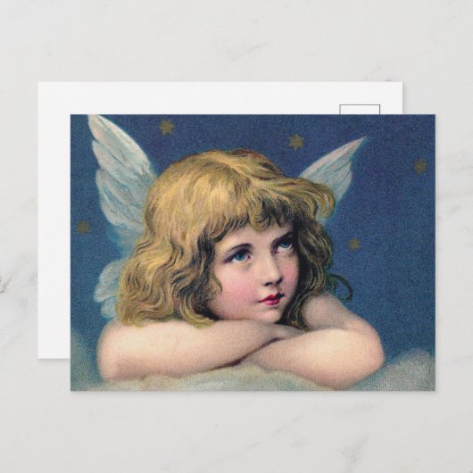 Heavenly angel daydreaming on a cloud in the sky briefkaart (Voorkant / Achterkant)