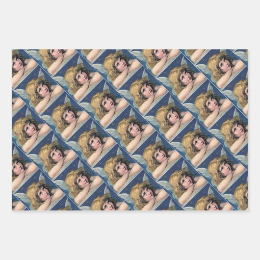 Heavenly angel daydreaming on a cloud in the sky inpakpapier vel (Voorkant 3)