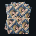 Heavenly angel daydreaming on a cloud in the sky inpakpapier vel<br><div class="desc">Vintage illustration of a heavenly angel daydreaming on a cloud in the sky.</div>