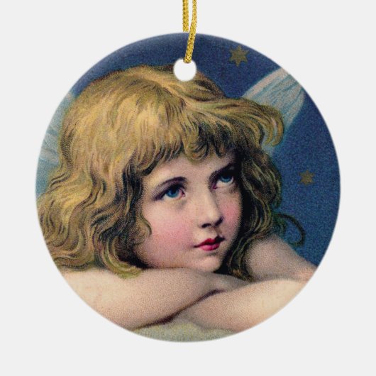 Heavenly angel daydreaming on a cloud in the sky keramisch ornament (Voorkant)