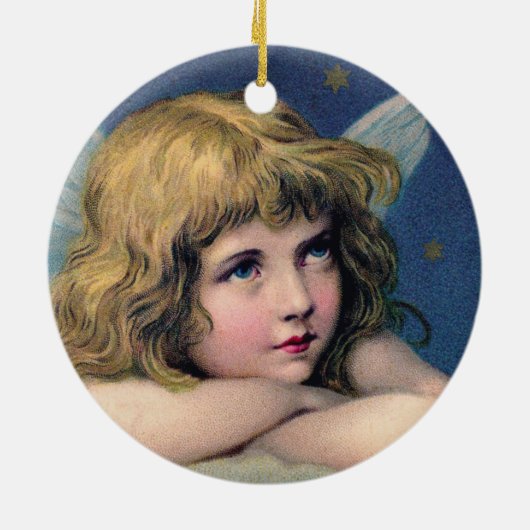 Heavenly angel daydreaming on a cloud in the sky keramisch ornament (Achterkant)
