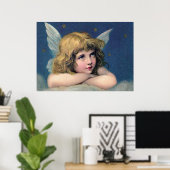Heavenly angel daydreaming on a cloud in the sky poster (Thuiskantoor)
