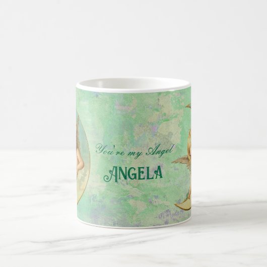 Heavenly Angel - Gepersonaliseerd groen Koffiemok (Center)
