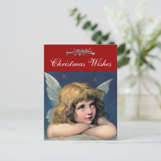 Heavenly Angel Girl Kersthorens gepersonaliseerd Feestdagenkaart (Staand voorkant)