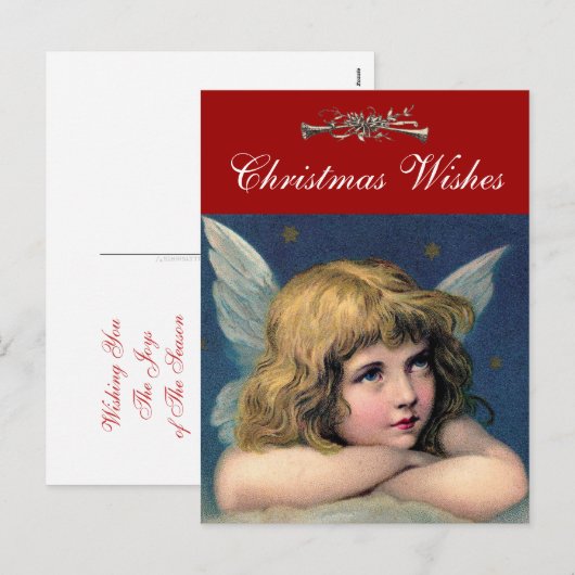 Heavenly Angel Girl Kersthorens gepersonaliseerd Feestdagenkaart (Voorkant / Achterkant)