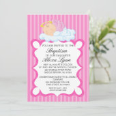 Heavenly Angel Girls Baptism Invitation Kaart (Staand voorkant)