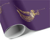 Heavenly Angel Gold Wordcloud op Paarse Wrap Cadeaupapier (Rol Hoek)