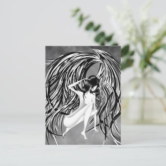 Heavenly Angel Grey Postcard Briefkaart (Staand voorkant)