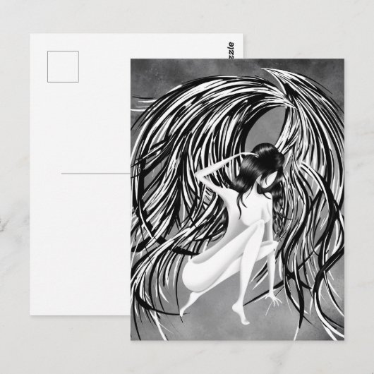 Heavenly Angel Grey Postcard Briefkaart (Voorkant / Achterkant)