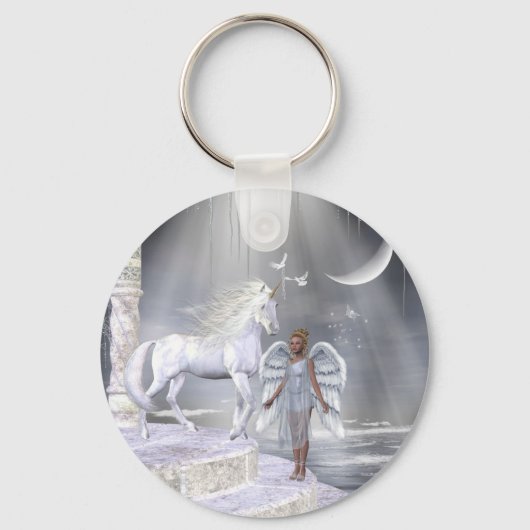 Heavenly Angel Unicorn Scene Sleutelhanger (Voorkant)
