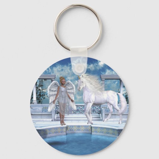 Heavenly Angel Unicorn Scene Sleutelhanger (Voorkant)