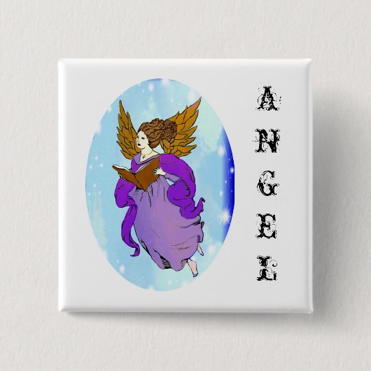 Heavenly Angel Vierkante Button 5,1 Cm (Voorkant)