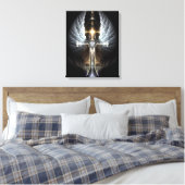 Heavenly Angel Wing Cross Canvas Afdrukken zwart (Insitu (Slaapkamer))