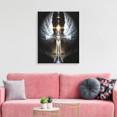 Heavenly Angel Wing Cross Canvas Afdrukken zwart (Insitu (Woonkamer))