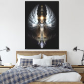Heavenly Angel Wing Cross Canvas Afdrukken zwart (Insitu (Slaapkamer))