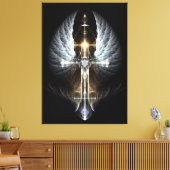 Heavenly Angel Wing Cross Canvas Afdrukken zwart (Insitu (Woonkamer))