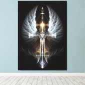 Heavenly Angel Wing Cross Canvas Afdrukken zwart (Insitu (Houten vloer))