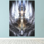Heavenly Angel Wing Cross Canvas Afdrukspad Afdruk (Insitu (Houten vloer))