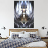 Heavenly Angel Wing Cross Canvas Print Tegel (Insitu (Slaapkamer))