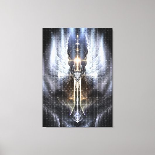 Heavenly Angel Wing Cross Canvas Print Tegel (Voorkant)