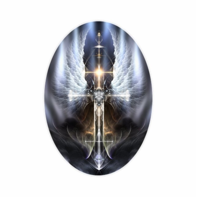 Heavenly Angel Wing Cross Foto Sculpture Staand Fotobeeldje (Voorkant)