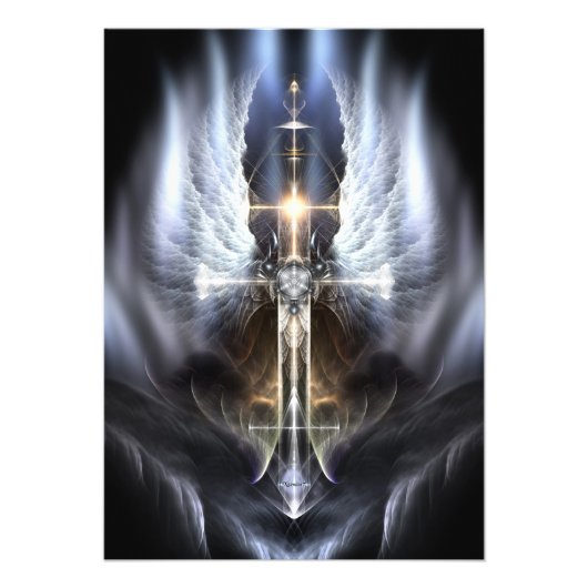 Heavenly Angel Wing Cross Foto Uitbreiding Afdruk (Voorkant)