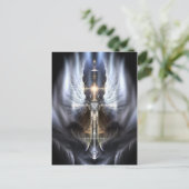 Heavenly Angel Wing Cross Fractal Art Briefkaart (Staand voorkant)
