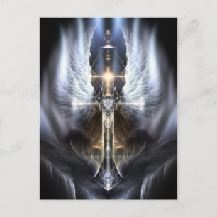 Heavenly Angel Wing Cross Fractal Art Briefkaart