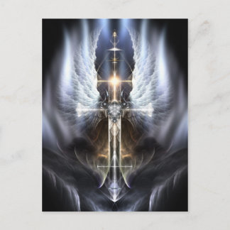 Heavenly Angel Wing Cross Fractal Art Briefkaart