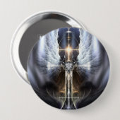 Heavenly Angel Wing Cross Fractal Art Button (Voorkant /achterkant)