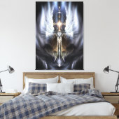 Heavenly Angel Wing Cross Fractal Art Canvas Afdru Afdruk (Insitu (Slaapkamer))