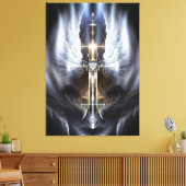 Heavenly Angel Wing Cross Fractal Art Canvas Afdru Afdruk (Insitu (Woonkamer))
