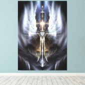 Heavenly Angel Wing Cross Fractal Art Canvas Afdru Afdruk (Insitu (Houten vloer))
