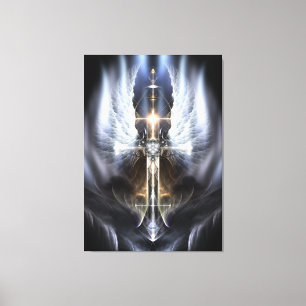Heavenly Angel Wing Cross Fractal Art Canvas Afdru Afdruk