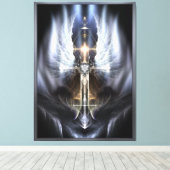 Heavenly Angel Wing Cross Fractal Art Compositie Canvas Afdruk (Insitu (Houten vloer))