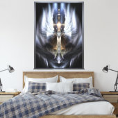 Heavenly Angel Wing Cross Fractal Art Compositie Canvas Afdruk (Insitu (Slaapkamer))