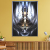 Heavenly Angel Wing Cross Fractal Art Compositie Canvas Afdruk (Insitu (Woonkamer))