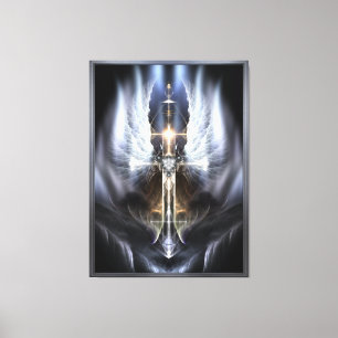 Heavenly Angel Wing Cross Fractal Art Compositie Canvas Afdruk