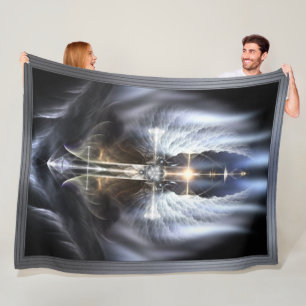 Heavenly Angel Wing Cross Fractal Art Compositie Fleece Deken