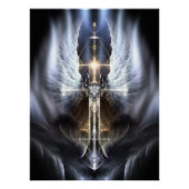Heavenly Angel Wing Cross Fractal Art Compositie Perfect Poster (Voorkant)