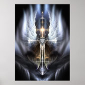 Heavenly Angel Wing Cross Fractal Art Compositie Poster (Voorkant)