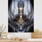 Heavenly Angel Wing Cross Fractal Art Jagged Path Poster (Keuken)