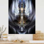 Heavenly Angel Wing Cross Fractal Art Poster ORG (Keuken)