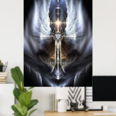 Heavenly Angel Wing Cross Fractal Art Poster ORG (Thuiskantoor)