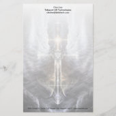 Heavenly Angel Wing Cross Fractal Art Stationery Briefpapier (Voorkant)