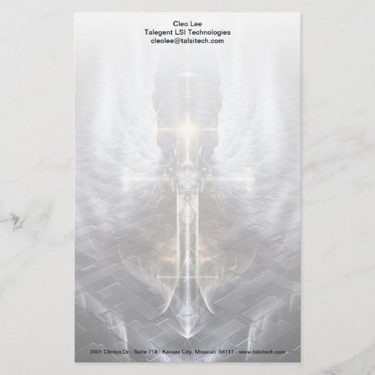 Heavenly Angel Wing Cross Fractal Art Stationery Briefpapier (Voorkant)