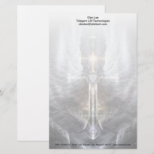 Heavenly Angel Wing Cross Fractal Art Stationery Briefpapier (Voorkant / Achterkant)