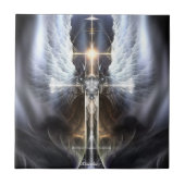 Heavenly Angel Wing Cross Fractal Art Tegel Tegeltje (Voorkant)